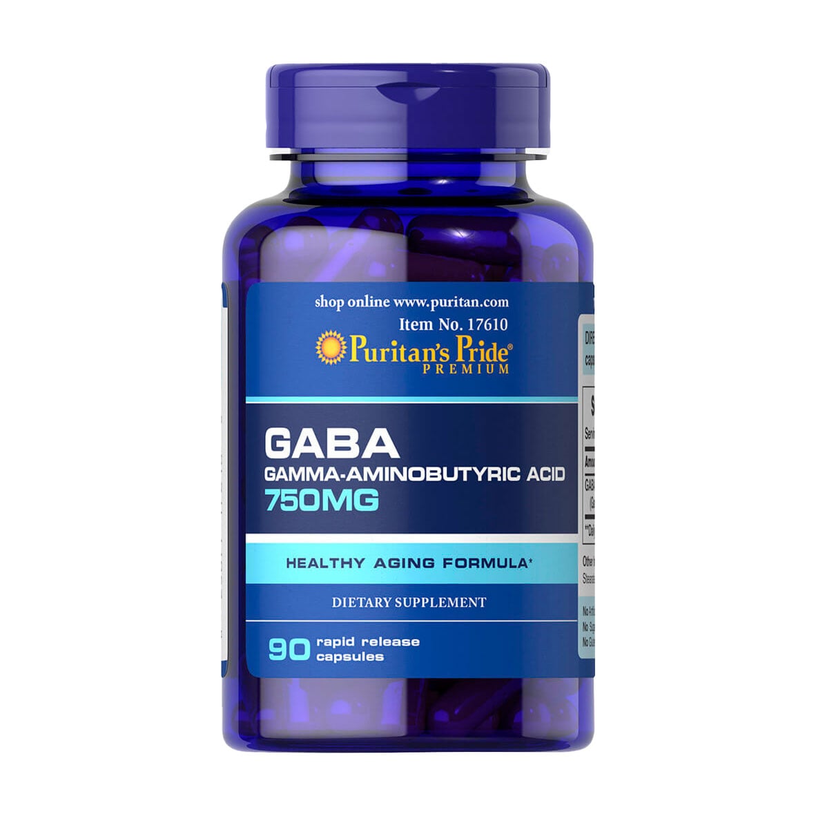 Гамма-аміномасляна кислота Puritan's Pride GABA 750 мг, 90 капсул