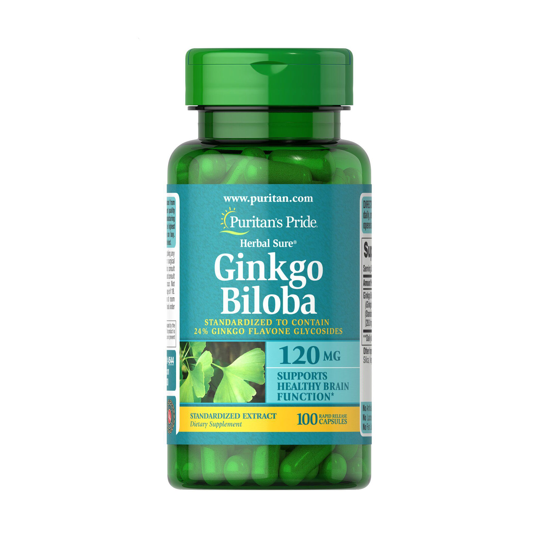 Гінкго білоба Puritan's Pride Ginkgo Biloba 120 мг, 100 капсул