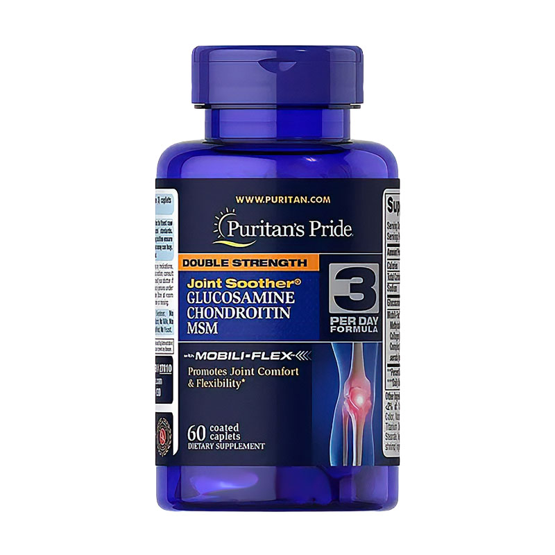Глюкозамін, хондроїтин та МСМ Puritan's Pride Double Strength Glucosamine Chondroitin MSM, 60 каплет